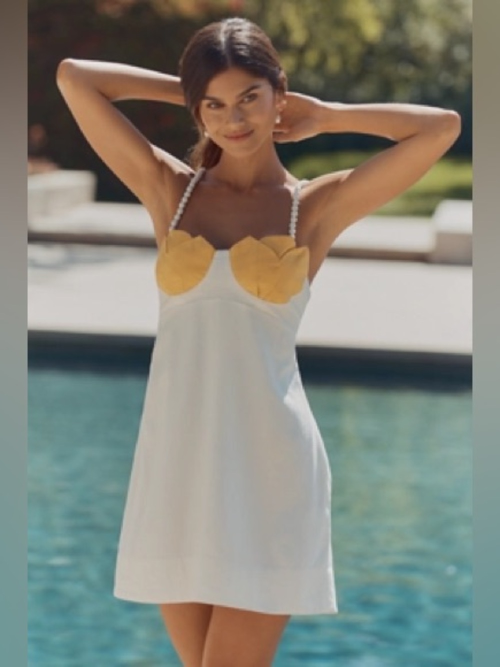 FARM Rio White Mini Swim Coverup with Yellow Heart Cups